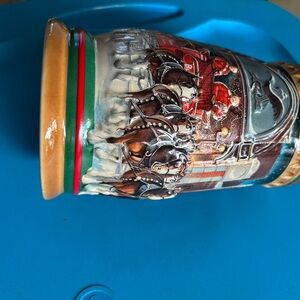 Colorful Ceramic Mug with Horse and Carriage Design